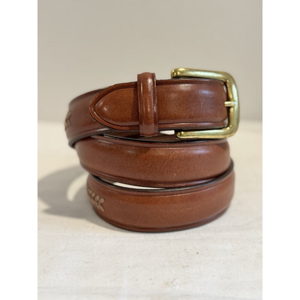 Chaps Ralph Lauren Men Brown Leather Braided inset Dress Belt Size 42